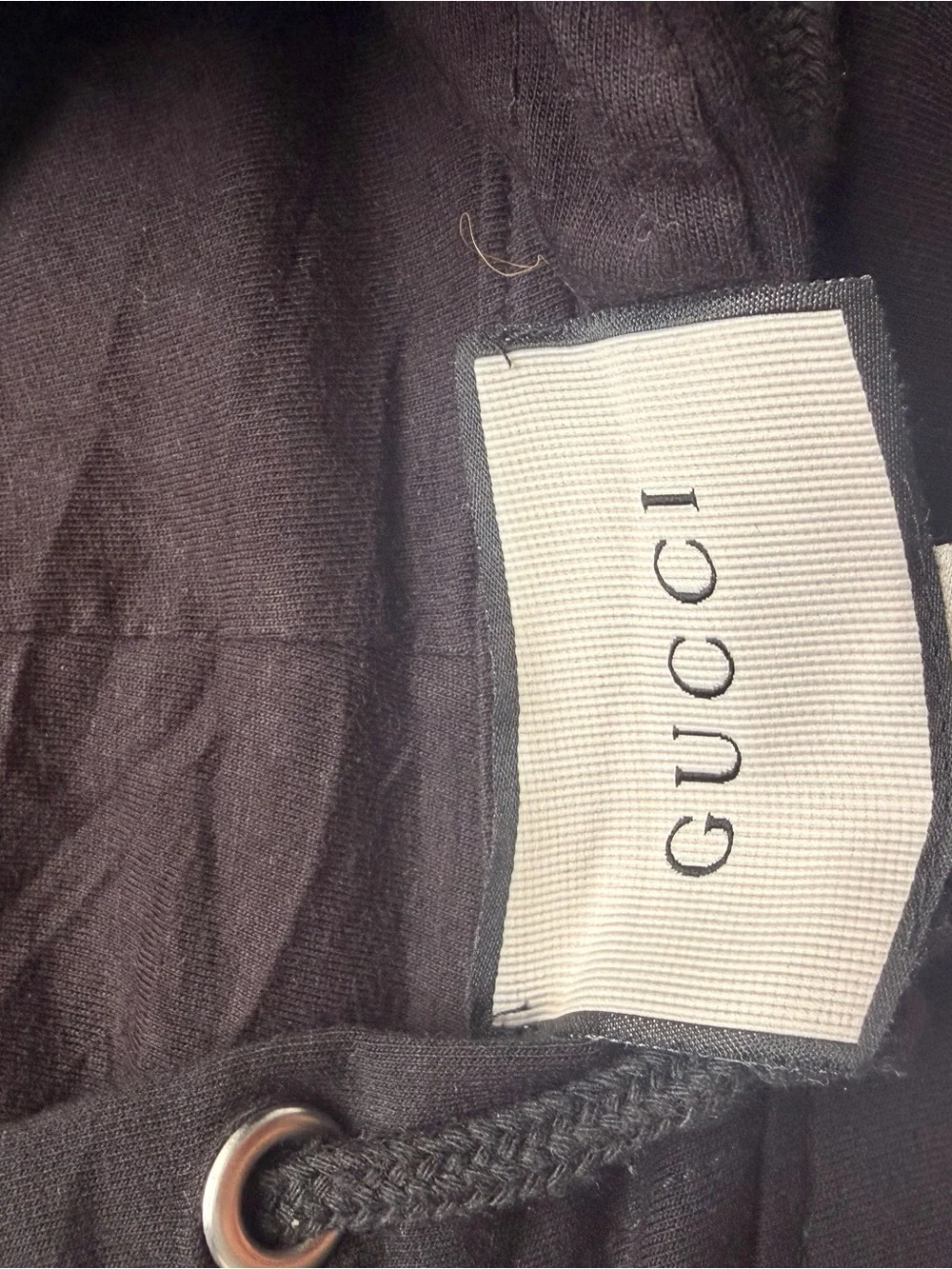 Gucci Black Hoodie with Gold Logo and Green-Accented Cat